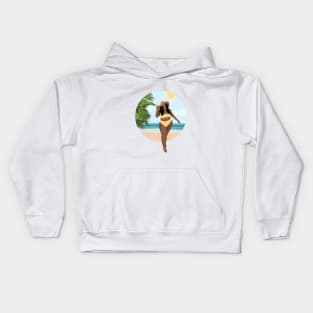 Beach Girl 12, Summertime illustration Kids Hoodie